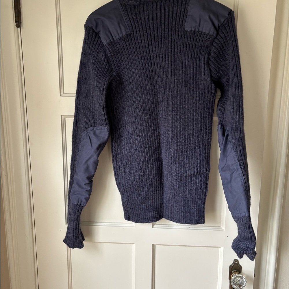 L.L. Bean Blue Crewneck Sweater with Tactical Patches